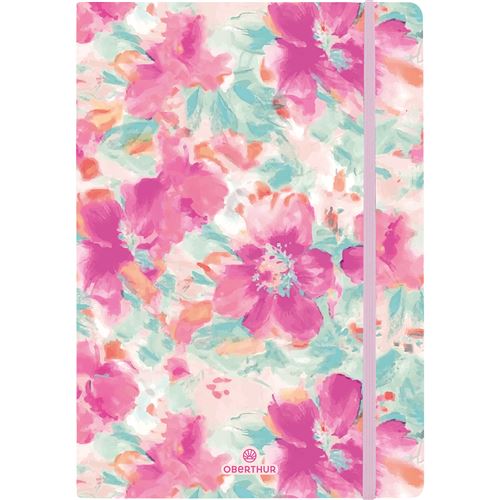 CARNET A5 CARACAS FLEURS ROSES - 200 PAGES - RIGIDE - LIGNE