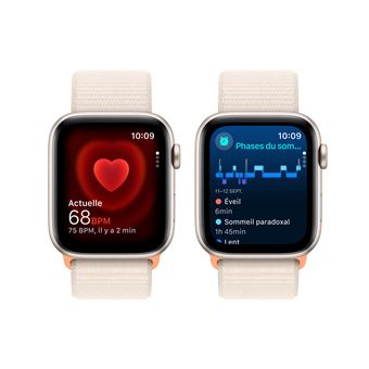 Apple Watch SE GPS + Cellular, boîtier en Aluminium Lumière Stellaire de 44mm avec boucle sport Lumière Stellaire