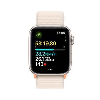 Apple Watch SE GPS + Cellular, boîtier en Aluminium Lumière Stellaire de 44mm avec boucle sport Lumière Stellaire