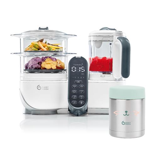 Pack Mixeur Cuiseur Babymoov Nutribaby Plus 230 W Blanc + 1 Container Isy Inox