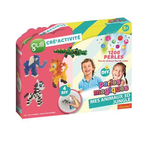 Kit Créatif Gulli Cré'Activités Perles Magiques Mes Animaux 3D Jungle