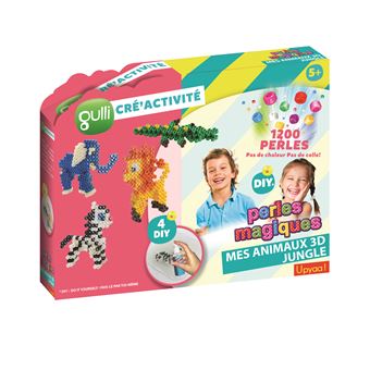 Kit créatif Gulli Cré'activités Perles Magiques Mes Animaux 3D Jungle