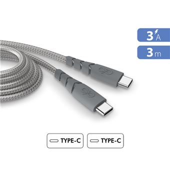 Câble Force Power CBL Ultra-renforcé USB-C vers USB-C 3m Gris