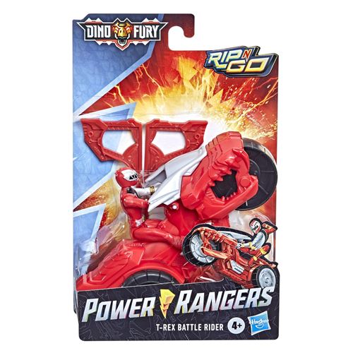 Figurine Power Rangers Rip N Go Moto de combat T-Rex et Ranger rouge Dino Fury