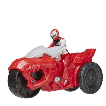 Figurine Power Rangers Rip N Go Moto de combat T-Rex et Ranger rouge Dino Fury