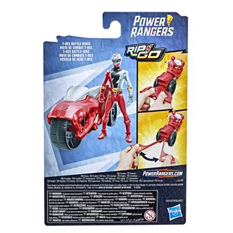 Figurine Power Rangers Rip N Go Moto de combat T-Rex et Ranger rouge Dino Fury