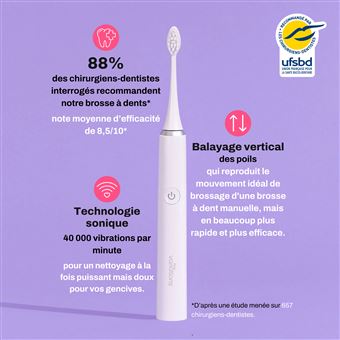 Brosse à Dents électrique Sonique Five - 31000 Vibrations/min - Autonomie 15 Jours - Led Intégrée