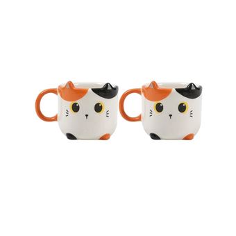 Set 2 Tasses à Espresso Itotal Chat Blanc et Orange