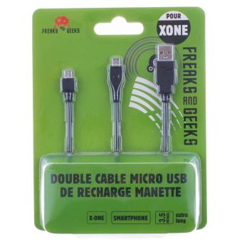 Câble recharge Freaks And Geeks Micro USB vers double USB Noir pour Xbox One