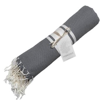 Fouta Febronie Traditionnelle Unie St Tropez Gris moyen