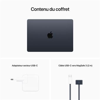 20€ sur Apple MacBook Air 13'' 256 Go SSD 8 Go RAM Puce M2 CPU 8 cœurs GPU  8 cœurs Minuit 2022 - MacBook - Achat & prix
