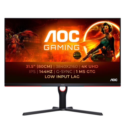 Ecran PC gaming Aoc U32G3X/BK 31,5 144 Hz 4K UHD Noir et rouge