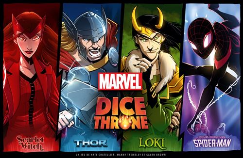Jeu de stratégie Lucky Duck Games Dice Throne Marvel Thor, Loki, Spider-Man, Scarlet Witch