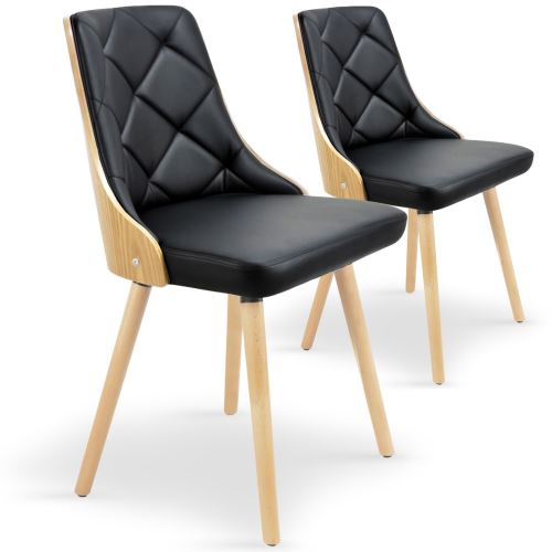 Paris Prix - Lot De 2 Chaises Scandinave cargo 79cm Ch&ecirc;ne & Noir