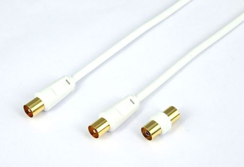 Câble Antenne TV Temium Connecteur plaqué Or 5 m Blanc