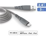 Câble Force Power CBL Ultra-renforcé USB-A vers Lightning 3m Gris