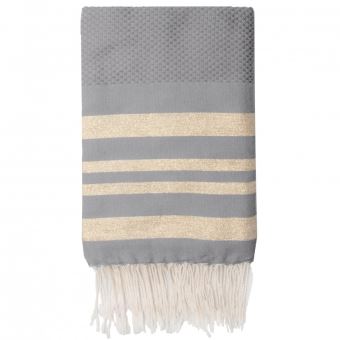 Fouta Febronie Nid d'abeille Hamptons Taupe clair et Or