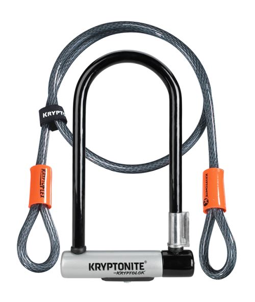 Antivol Kryptonite U Kryptolock Serie 2 STD avec 4' Flex Niveau de sécurité 6/10 Noir et Gris