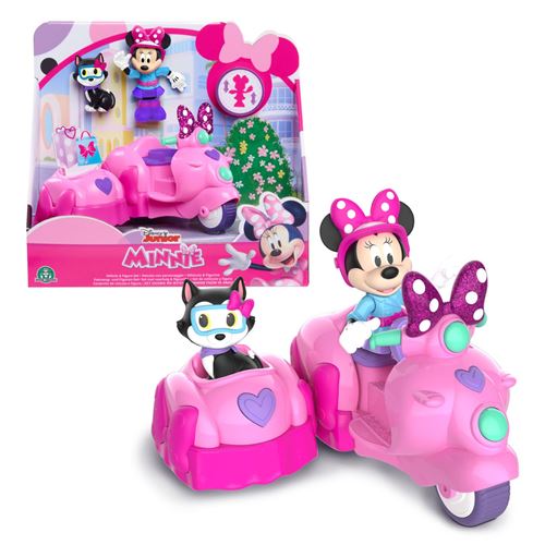 Mickey Et Minnie Véhicule et figurine articulée 7,5 cm minnie modèle scooter avec side-car