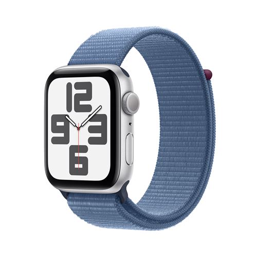 Apple Watch SE GPS Boîtier en Aluminium Argent de 44 mm avec Boucle Sport Bleu d'Hiver version 2023