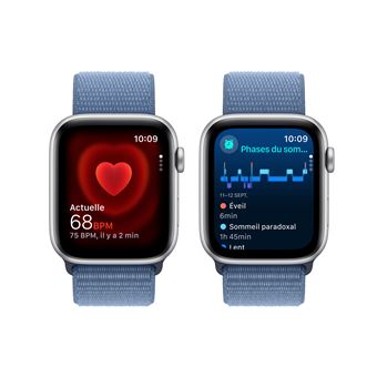 Apple Watch SE GPS, boîtier en Aluminium Argent de 44 mm avec boucle sport Bleu Hiver