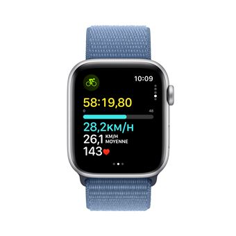 Apple Watch SE GPS, boîtier en Aluminium Argent de 44 mm avec boucle sport Bleu Hiver