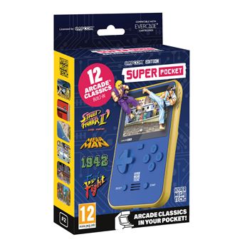 Console rétrogaming Just For Games Capcom Edition Super Pocket Bleu, Jaune et Blanc