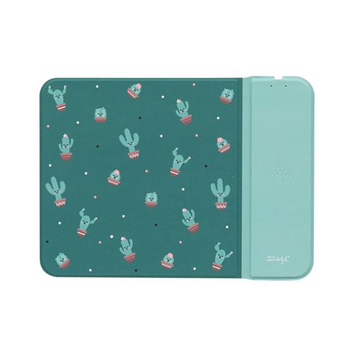 Tapis de souris avec chargeur à induction 10 Watts Mr. Wonderful Vert Cactus