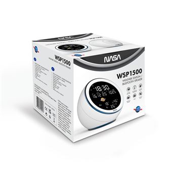 Station météo et enceinte Bluetooth Nasa WSP1500 avec radio-réveil Blanc