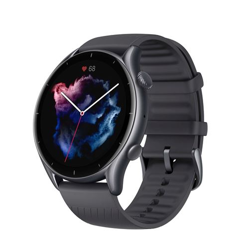 Amazfit GTR 3 - Smart watch met riem - silicone - thunder black - afmeting pols: 155-218 mm - display 1.39" - Bluetooth - 32 g