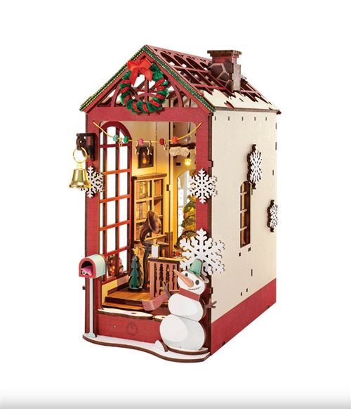 Book Nook Holzbausatz – Weihnachts-Innenszene