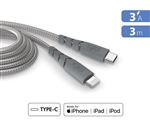 Câble Force Power CBL Ultra-renforcé USB-C vers Lightning 3m Gris