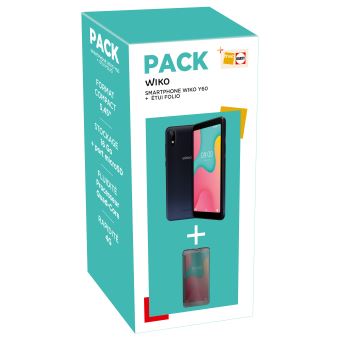Pack Smartphone Wiko Y60 Dark Blue 16 Go + Etui folio