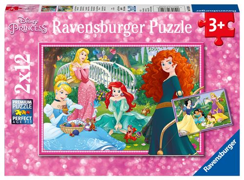 Puzzles 2 x 12 pièces Ravensburger Dans le monde des princesses Disney