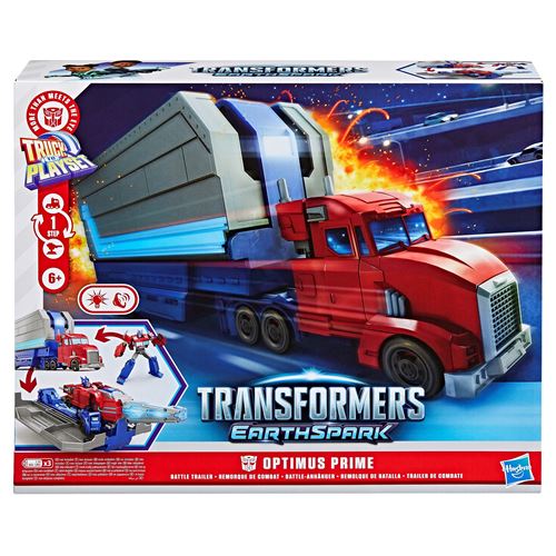 Transformers Multicolore Figurine Earthspark Optimus Prime Remorque De Combat