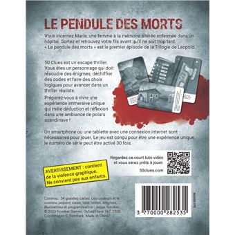 Jeu de réflexion Norsker Games 50 Clues Le pendule des morts