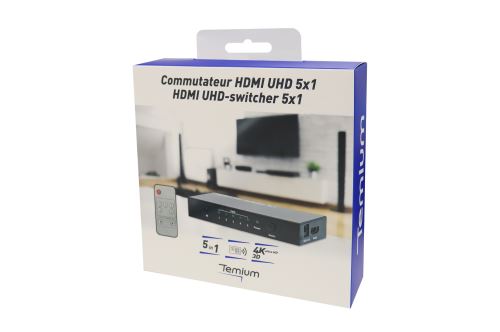 Commutateur HDMI UHD 5 en 1 Temium Noir
