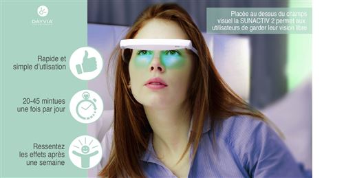Lunettes De Luminothérapie Dayvia SunActiv 2 - Blanc, Garantie 2 Ans