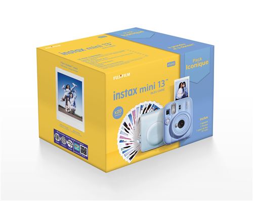Pack Appareil Photo Instantané Iconique Fujifilm Mini 13 Bleu + 1 Housse + 1 Pack De 20 Films