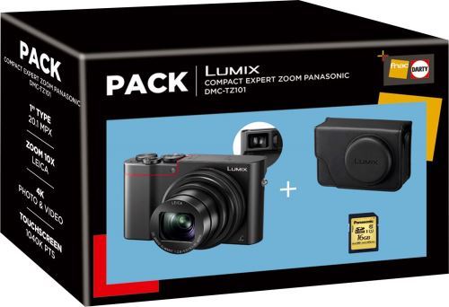 Pack Appareil photo Compact Panasonic Lumix DMC-TZ101 Noir + Housse Noir + Carte SDXC 16 Go