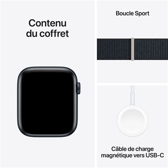 Apple Watch SE GPS, boîtier en Aluminium Minuit de 44 mm avec boucle sport Minuit