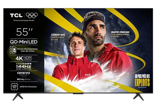 TV QD Mini LED Tcl 55C69K 140 cm 4K UHD 2025 Aluminium brossé - vue 1