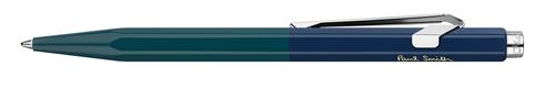 Stylo bille 849 hexagonal en alu leger et resistant, corps vert fonce et bleu fonce, bouton et clip en metal, equipe d''une cartouche medium noire