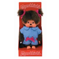 Peluche Monchhichi combinaison jeans 20 cm