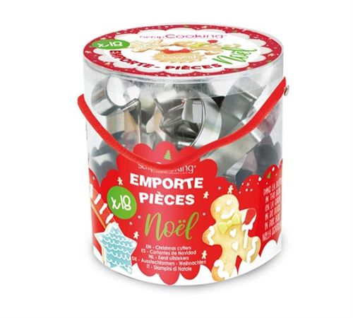 Seau de 18 emporte-pièces en inox Noël - ScrapCooking