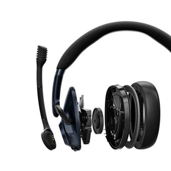 Epos H3 Hybrid – Casque Bluetooth pour Jeux Vidéo – Câble pour Console & PC USB-A 3.5 mm – Double Micro – Casque Audio Léger et Réglable – Batterie Résistante - Noir
