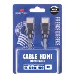 Câble multi supports Freaks And Geeks HDMI Ethernet 1.4 4K Noir 3 m