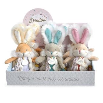 Pantin attache sucette Doudou et Compagnie Lapin de sucre Bleu