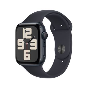 Apple Watch SE GPS 44 mm Midnight Aluminium intelligente Uhr mit Sportband Flouroelastomer Midnight BandgroBe M L 32 GB Wi Fi Bluetooth 32.9 g Black Friday AppleWatch Einkauf Preis fnac Schweiz