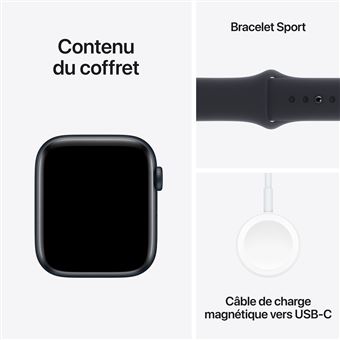 Apple Watch SE GPS, boîtier en Aluminium Minuit de 44 mm avec bracelet sport Minuit M/L